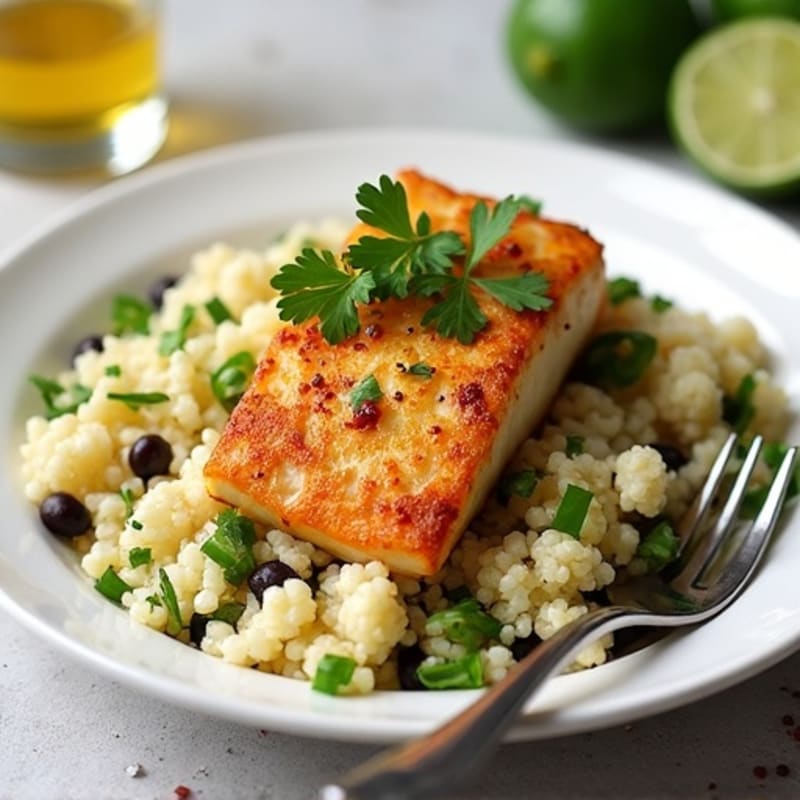 Pan-Seared Chili-Lime Cod with Cilantro-Lime Cauliflower Rice