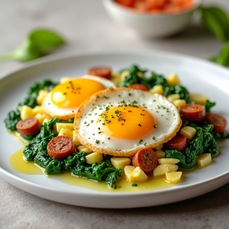 Egg White Scramble with Spinach and Turkey Sausage