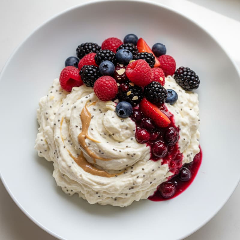 Silky Greek Yogurt Protein Mousse with Mixed Berries