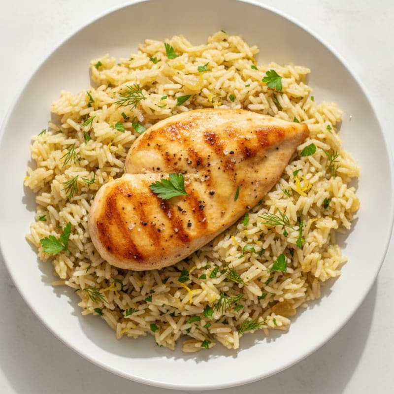 Lemon Herb Rice Pilaf with Seared Chicken