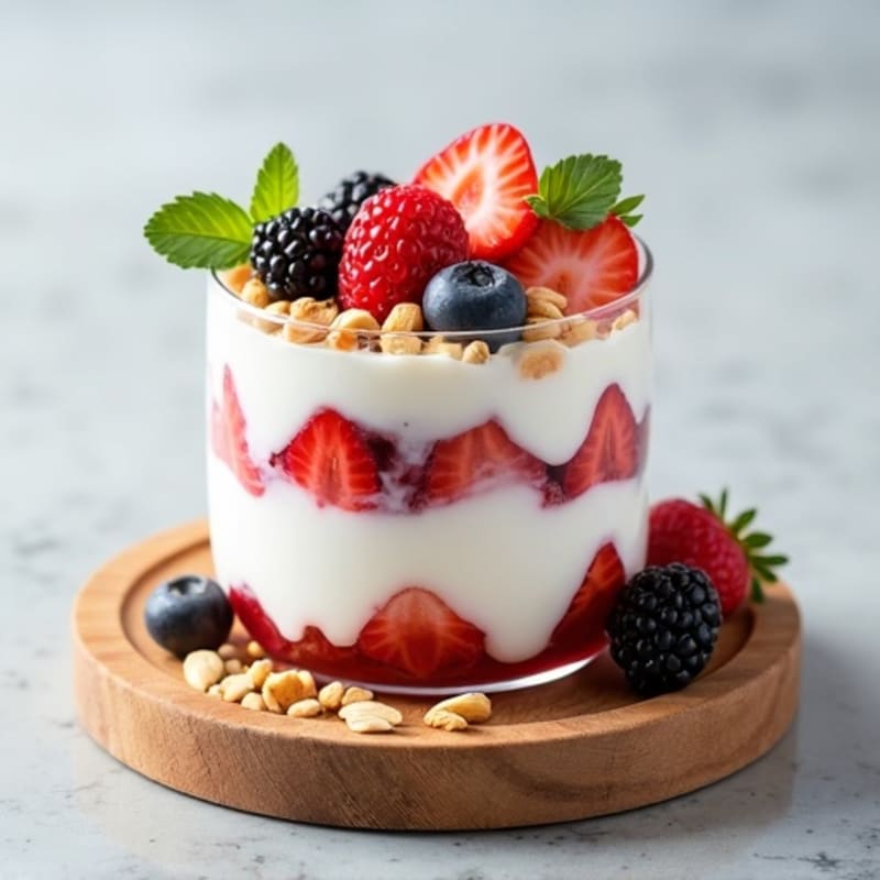 Creamy Greek Yogurt Parfait with Fresh Berries and Almonds