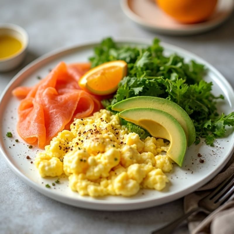 Scrambled Egg Whites with Avocado and Smoked Salmon