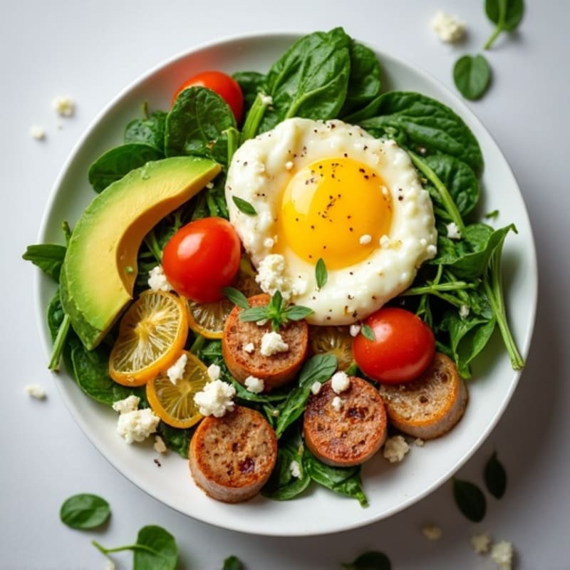 Egg White and Turkey Sausage Scramble with Spinach and Feta
