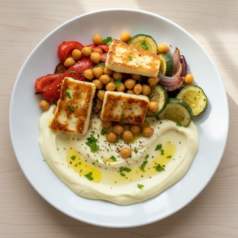 Roasted Vegetable and Halloumi Bowl