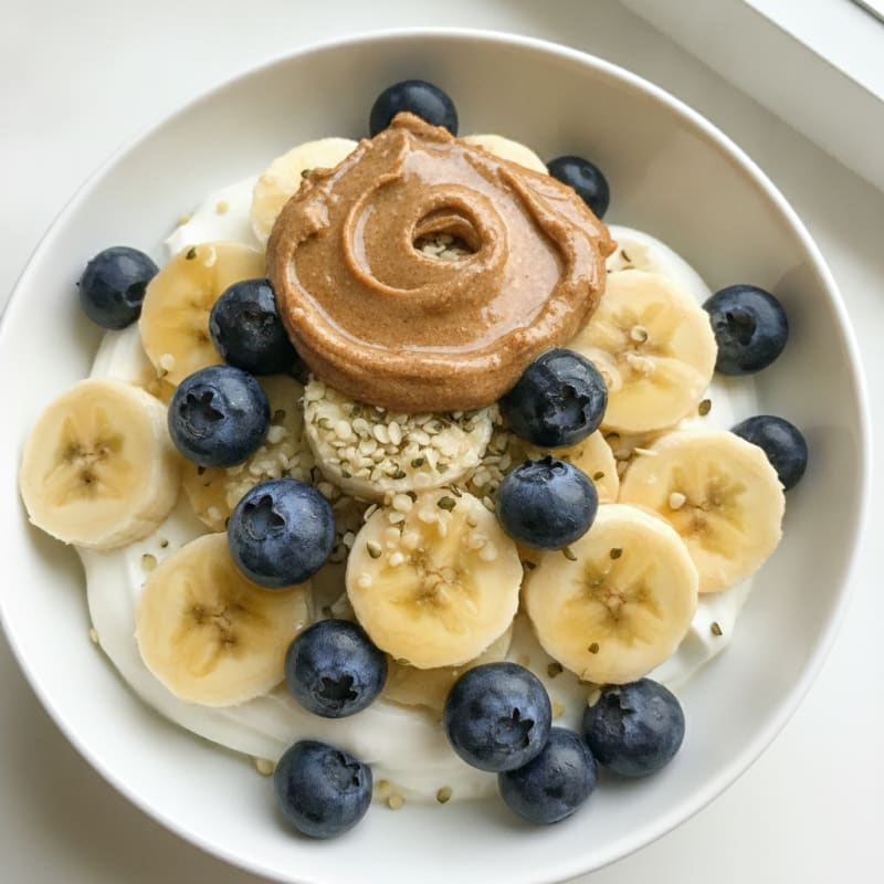 Silky Greek Yogurt Parfait with Hemp Seeds and Almond Butter