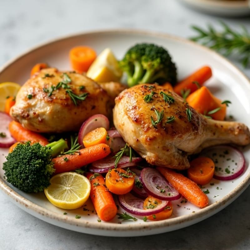 Sheet Pan Lemon Herb Roasted Chicken Drumsticks with Crispy Roasted Vegetables