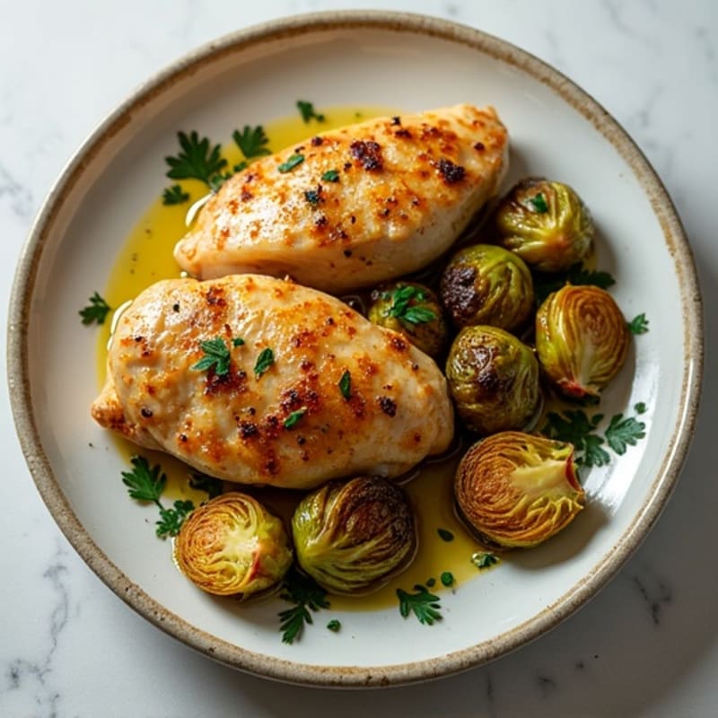 Sheet Pan Roasted Chicken and Crispy Brussels Sprouts