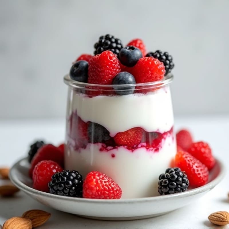 Greek Yogurt Protein Parfait with Mixed Berries and Almonds