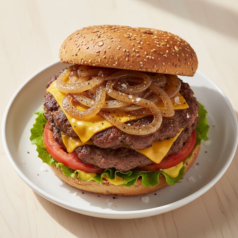 Classic Smash Burger with Caramelized Onions