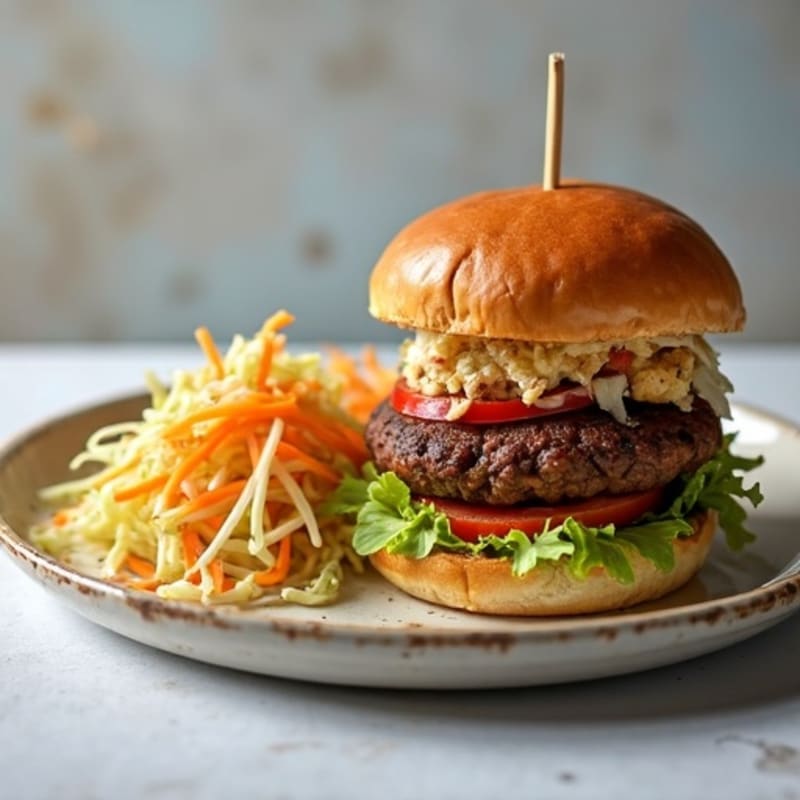 Hearty Smoky Black Bean Burgers with Crunchy Cabbage Slaw