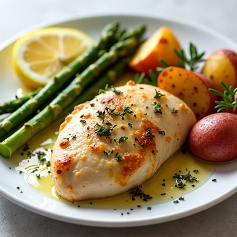 Juicy Lemon-Herb Baked Chicken with Roasted Asparagus