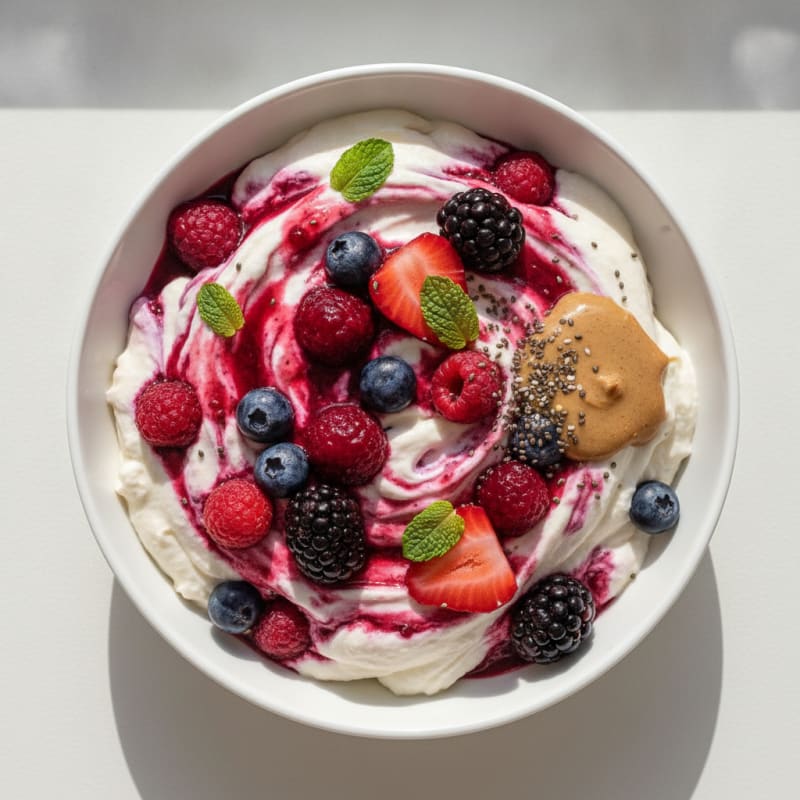 Silky Greek Yogurt Protein Mousse with Mixed Berries