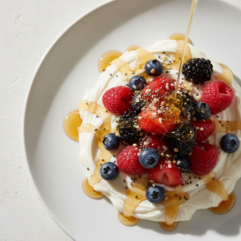 Greek Yogurt Protein Mousse with Mixed Berries