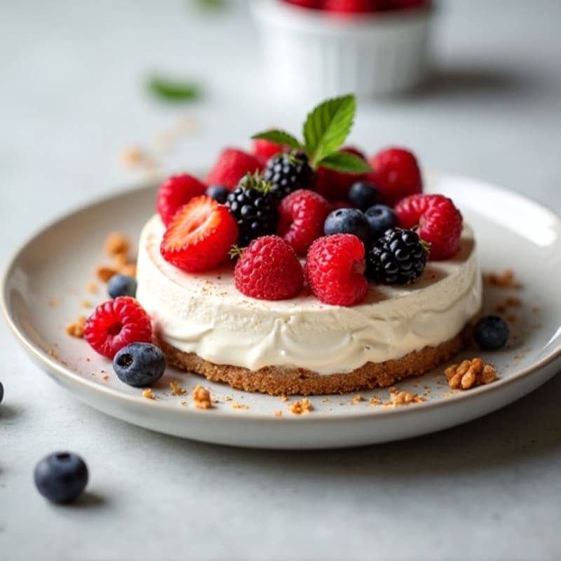 Creamy Greek Yogurt Protein Cheesecake with Fresh Berries