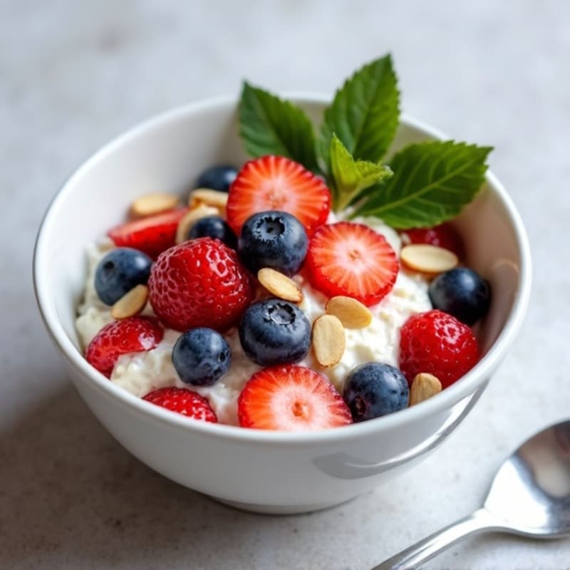 Creamy Cottage Cheese Bowl with Fresh Berries and Crunchy Almonds