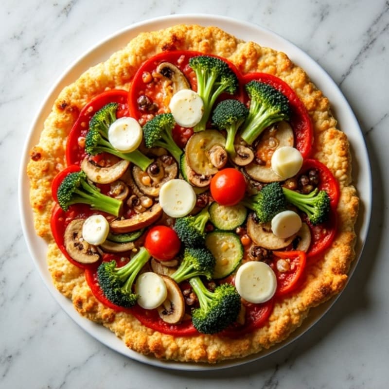 Crispy Cauliflower Crust Pizza with Roasted Vegetables
