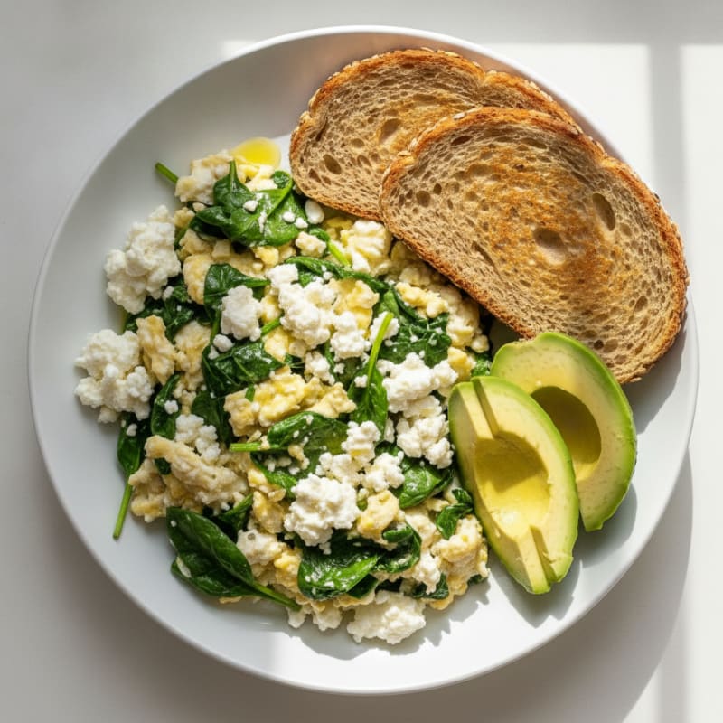 Egg White and Spinach Scramble with Cottage Cheese