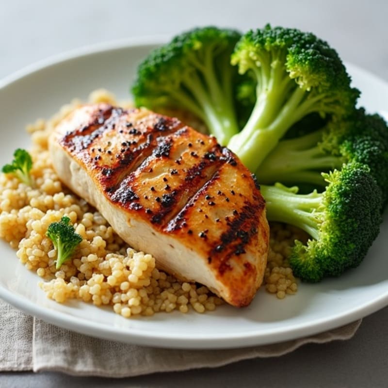 Grilled Chicken Breast with Quinoa and Steamed Broccoli