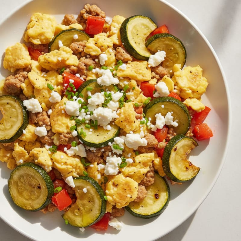 Hearty Scrambled Eggs with Roasted Vegetables