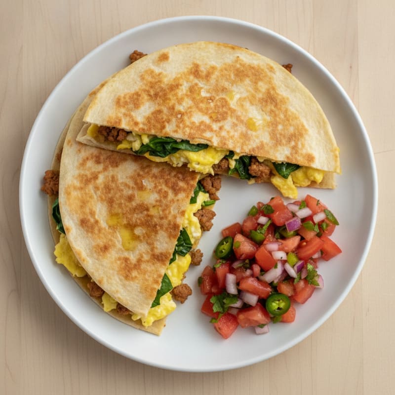Cheesy Breakfast Quesadilla with Salsa