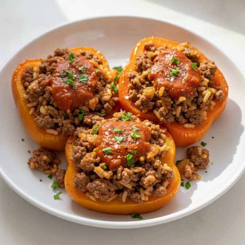 Ground Beef and Rice Stuffed Peppers
