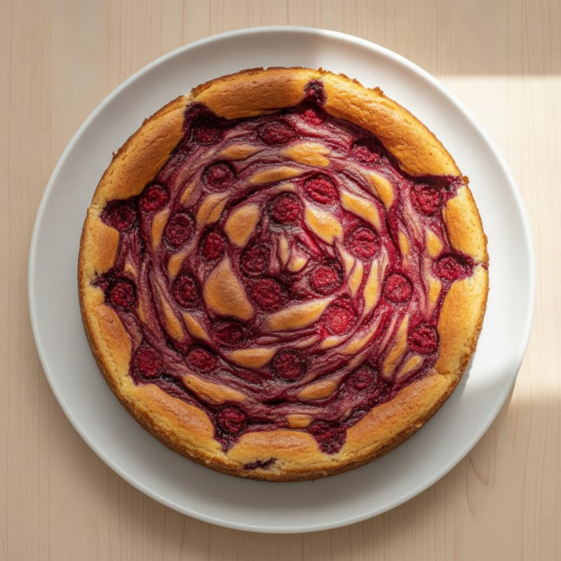 High-Protein Yogurt Cheesecake with Berry Swirl
