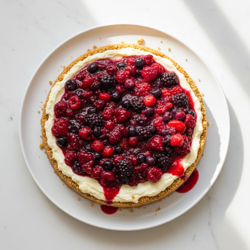 High-Protein Greek Yogurt Cheesecake with Berry Compote