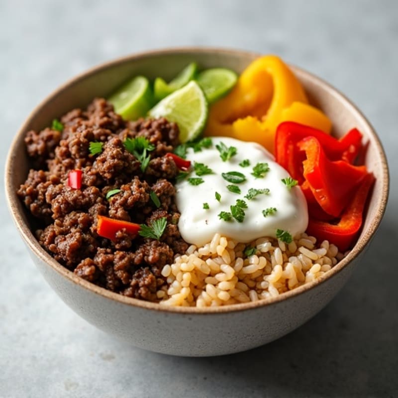 Seasoned Ground Beef Bowl with Special Sauce