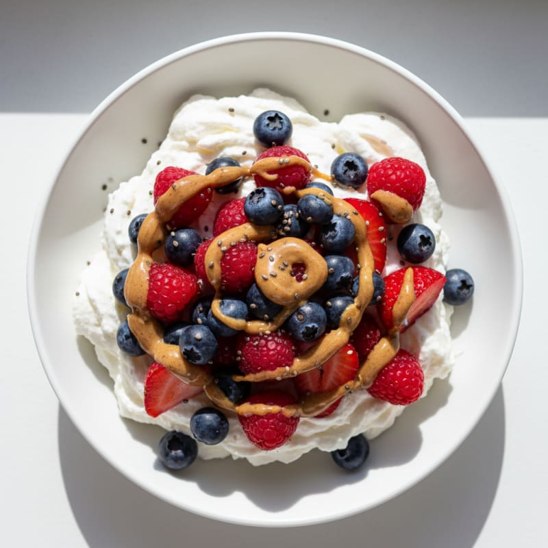 Greek Yogurt Protein Mousse with Mixed Berries