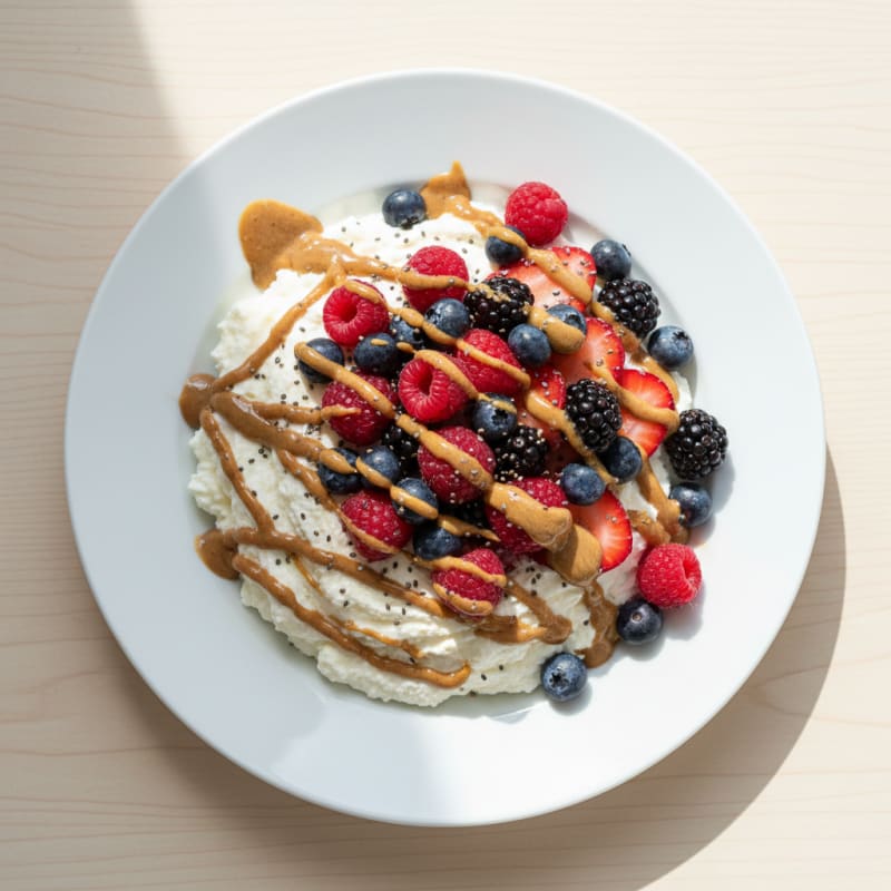 Creamy Cottage Cheese Protein Pudding with Mixed Berries