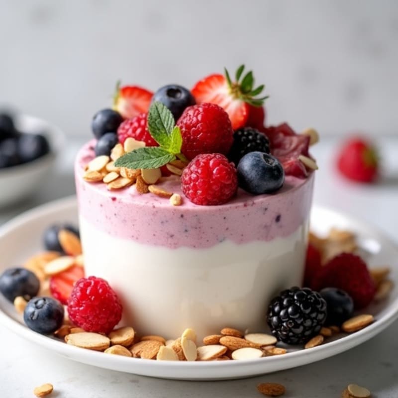 Greek Yogurt Protein Mousse with Mixed Berries