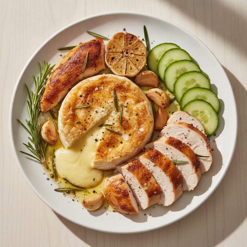 Rosemary Garlic Baked Camembert with Herb-Roasted Chicken