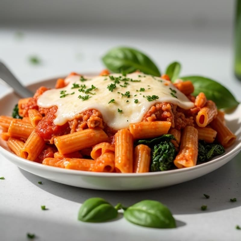 Hearty Baked Ziti with Lean Ground Turkey and Spinach