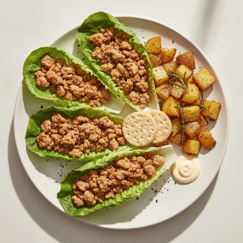 Turkey Lettuce Wraps with Roasted Potatoes