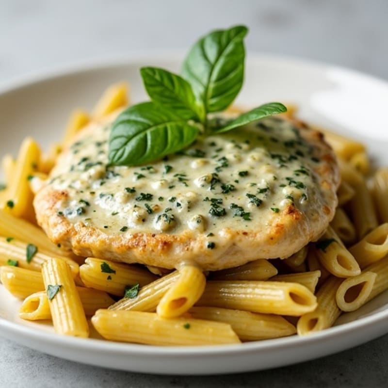 Creamy Pesto Chicken with Whole Wheat Pasta
