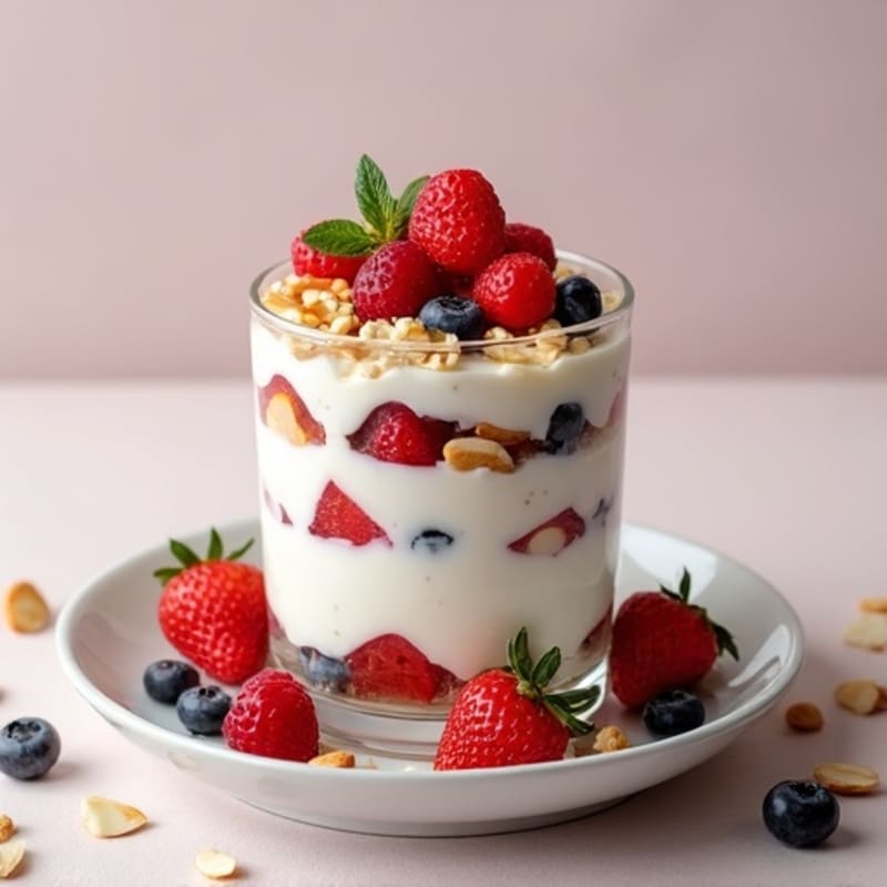 Greek Yogurt Protein Parfait with Mixed Berries and Almonds