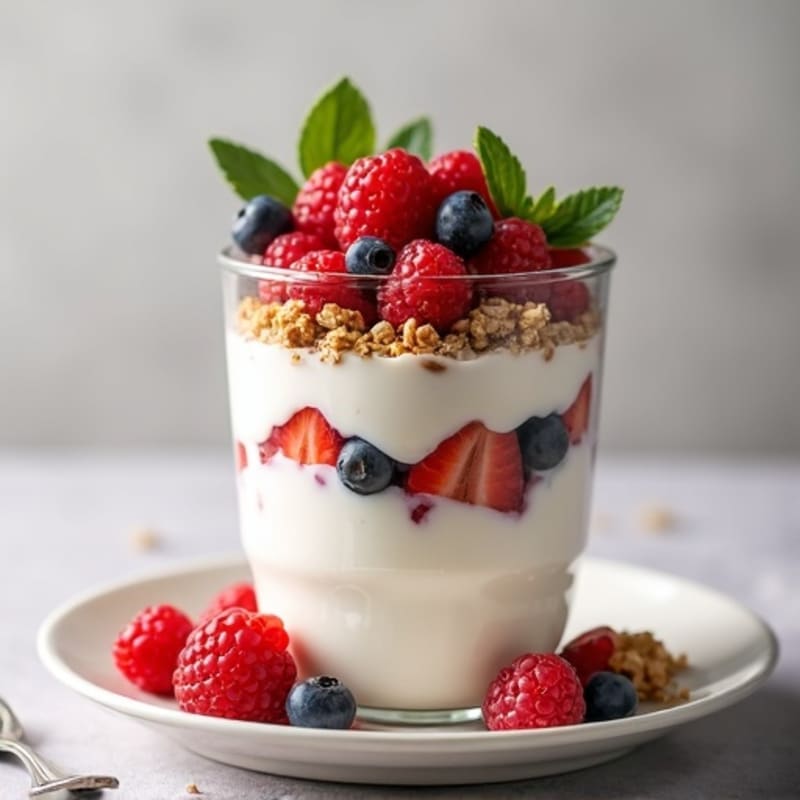 Greek Yogurt Parfait with Mixed Berries and Almond Butter