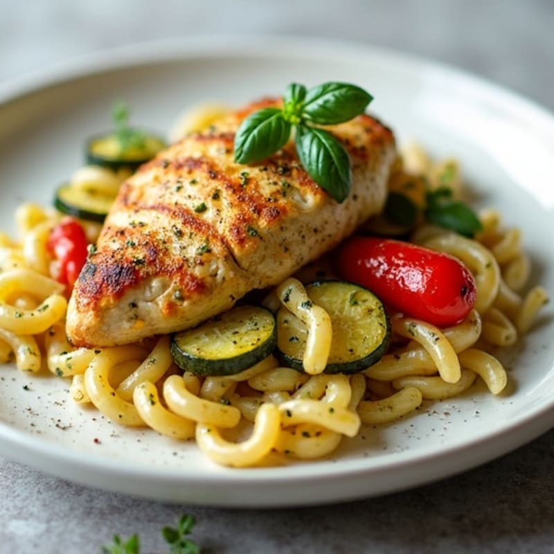 Chicken Pesto Pasta with Roasted Vegetables