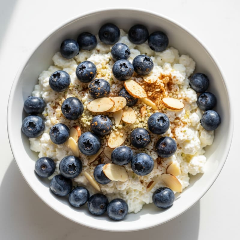 Cottage Cheese and Berry Protein Bowl with Almonds