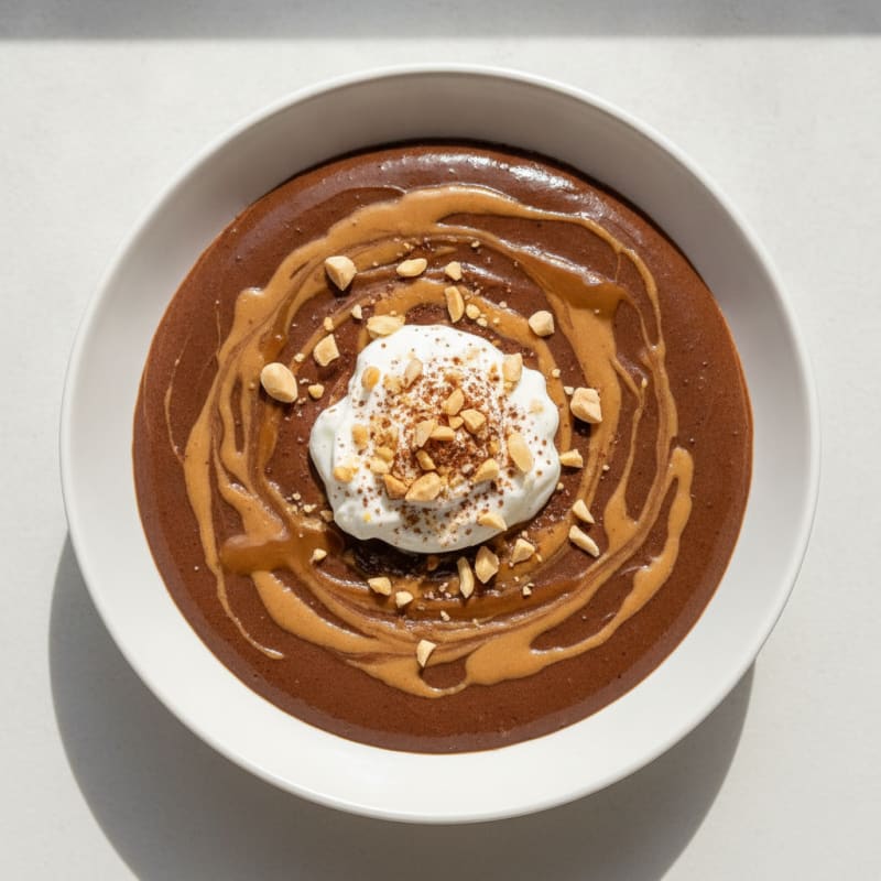 Silky Chocolate Protein Pudding with Peanut Butter Swirl