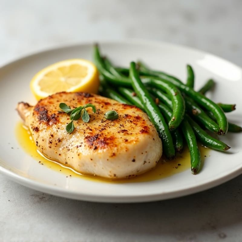 Lemon Garlic Pan-Seared Chicken with Roasted Green Beans