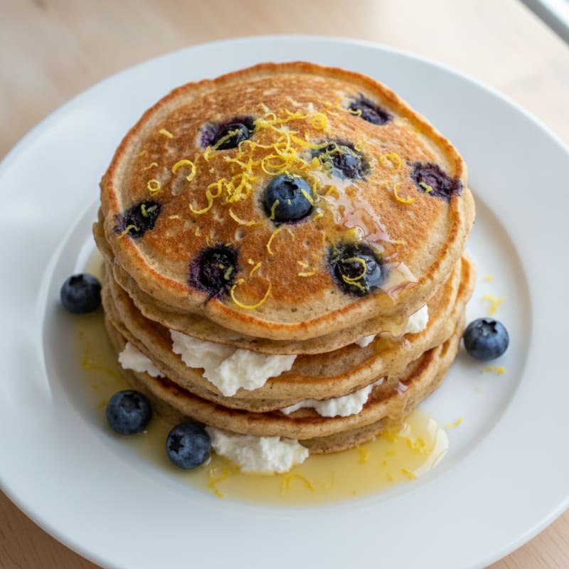 Blueberry Ricotta Pancakes with Lemon Zest