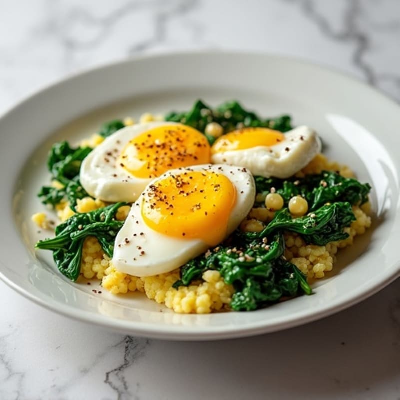 Egg White and Cottage Cheese Scramble with Sautéed Spinach