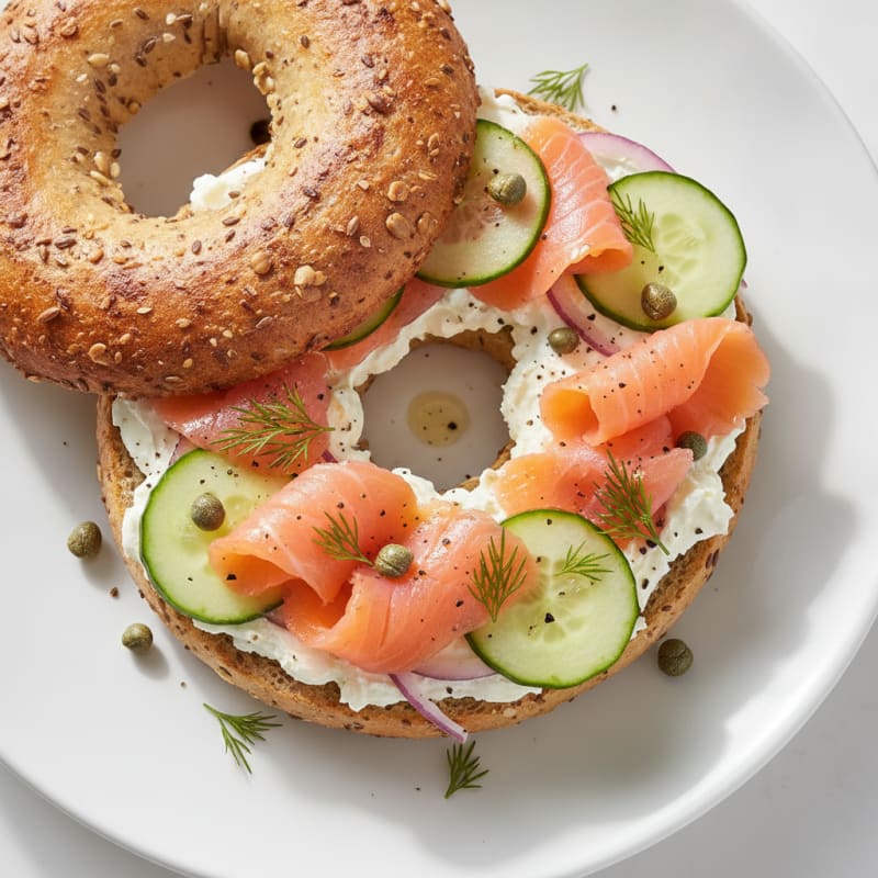 Smoked Salmon Cream Cheese Bagel