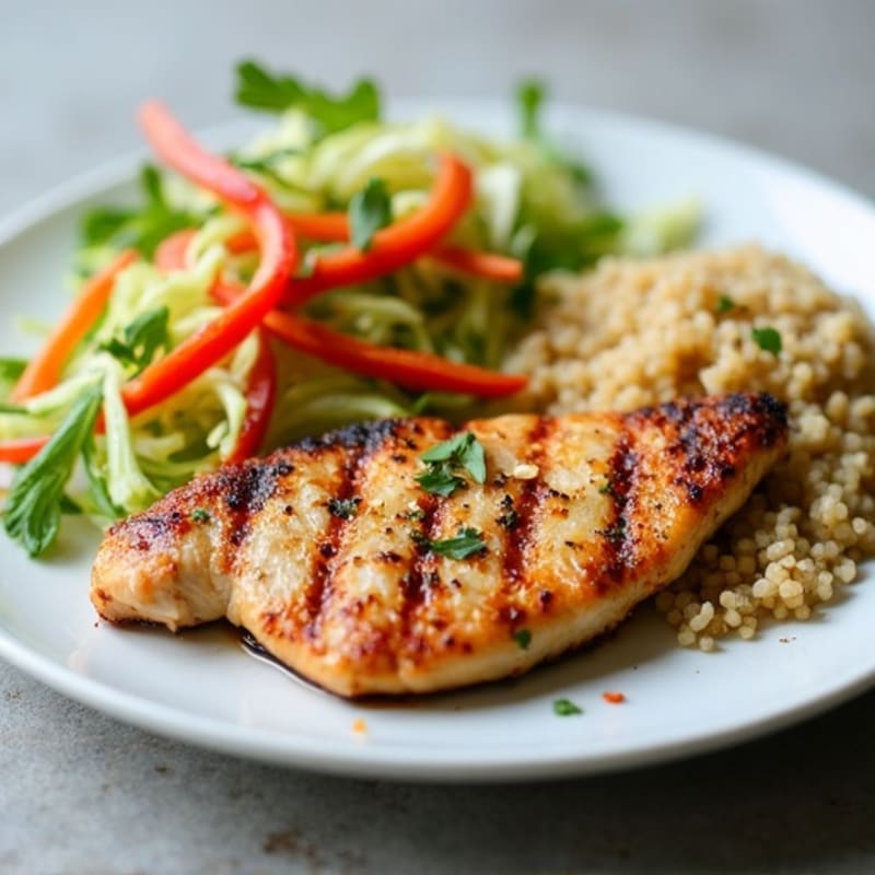 Grilled Chicken Breast with Crunchy Cabbage Slaw