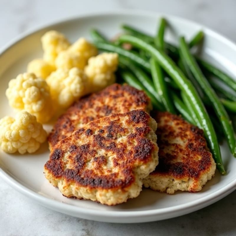 Seared Turkey Patties with Roasted Cauliflower and Green Beans