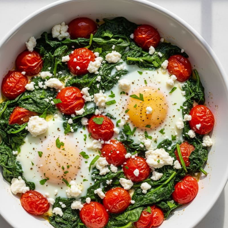 Baked Eggs with Spinach and Feta