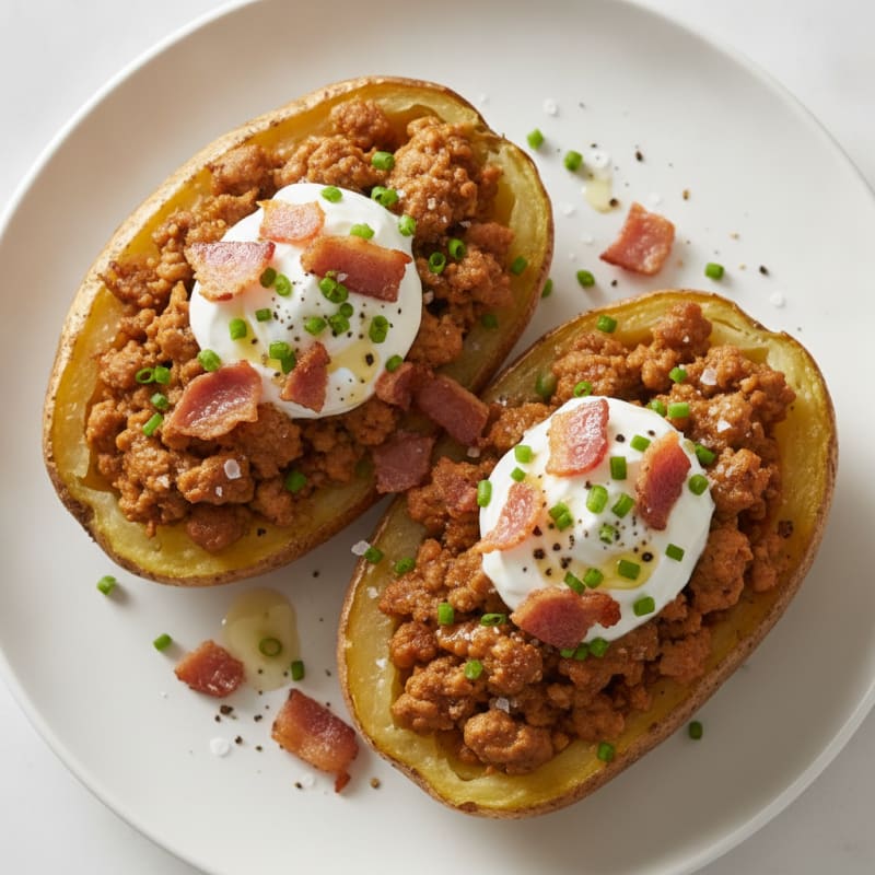 Loaded Protein-Packed Baked Potatoes with Crispy Bacon