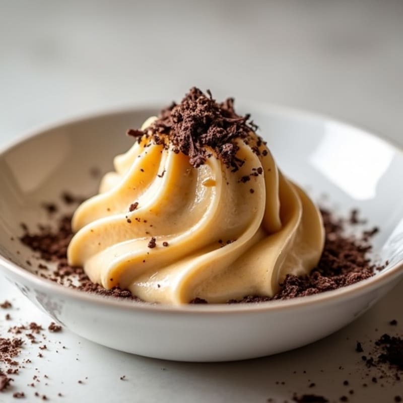 Silky Peanut Butter Protein Pudding with Dark Chocolate Shavings