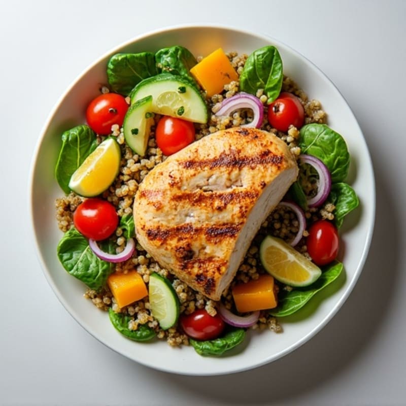 Grilled Chicken and Quinoa Salad with Fresh Vegetables